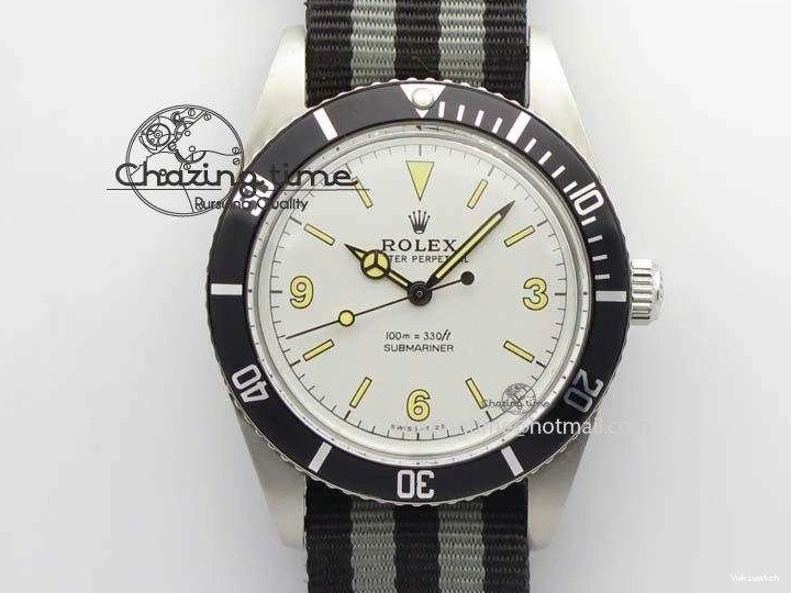 On SS Dial Strap Vintage 1680 White Nylon No Submariner A2836 Date 0218